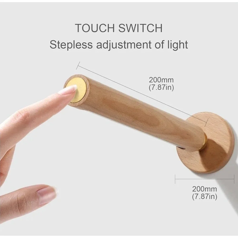 360° Rotatable Wooden Led Wall Lamp Magnetic USB Rechargeable